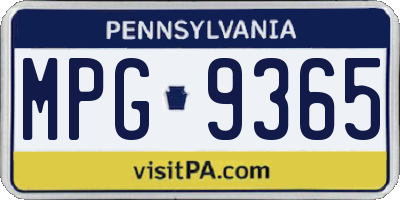 PA license plate MPG9365
