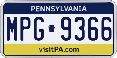 PA license plate MPG9366