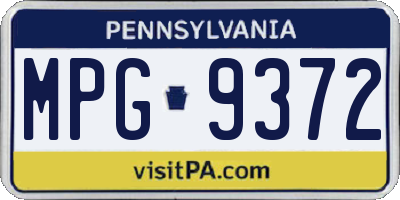 PA license plate MPG9372