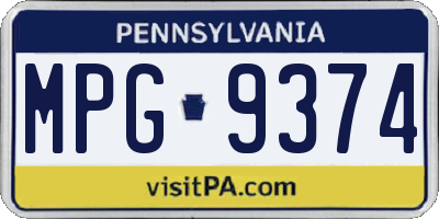 PA license plate MPG9374