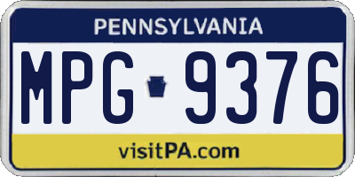 PA license plate MPG9376