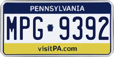 PA license plate MPG9392