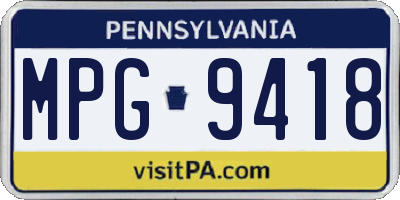 PA license plate MPG9418