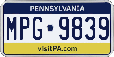 PA license plate MPG9839