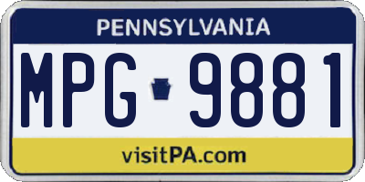 PA license plate MPG9881