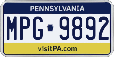 PA license plate MPG9892