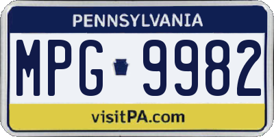 PA license plate MPG9982