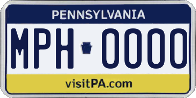 PA license plate MPH0000