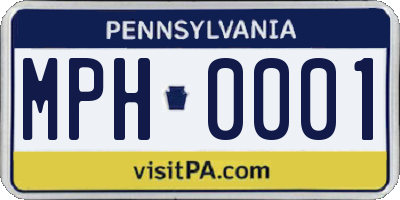 PA license plate MPH0001