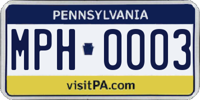 PA license plate MPH0003
