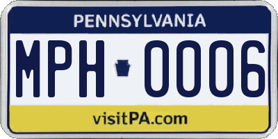 PA license plate MPH0006