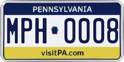 PA license plate MPH0008