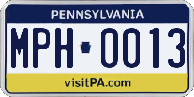PA license plate MPH0013