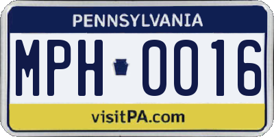 PA license plate MPH0016