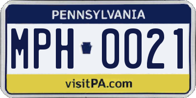 PA license plate MPH0021