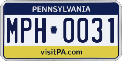 PA license plate MPH0031