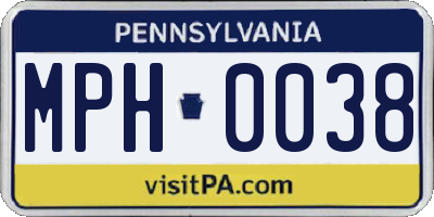 PA license plate MPH0038
