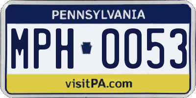 PA license plate MPH0053