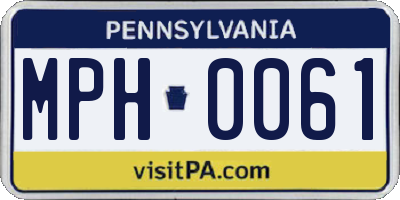 PA license plate MPH0061