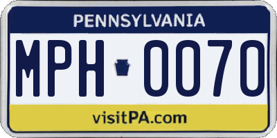 PA license plate MPH0070