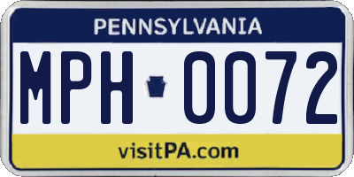 PA license plate MPH0072