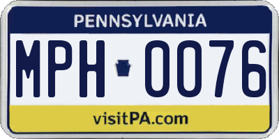 PA license plate MPH0076