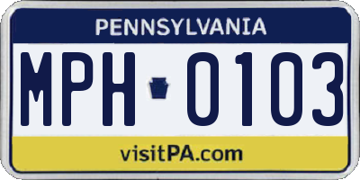 PA license plate MPH0103