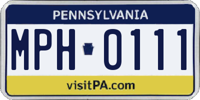 PA license plate MPH0111