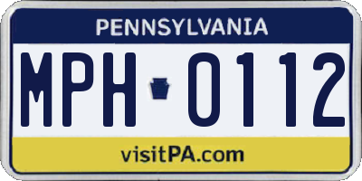 PA license plate MPH0112