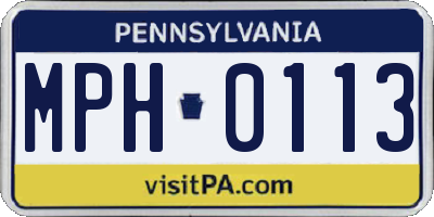 PA license plate MPH0113