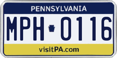 PA license plate MPH0116