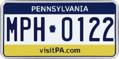 PA license plate MPH0122