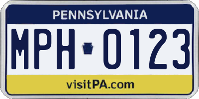 PA license plate MPH0123