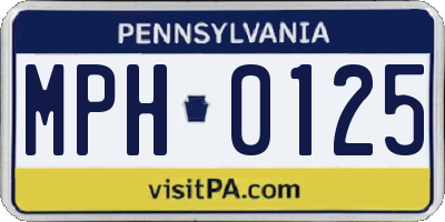 PA license plate MPH0125