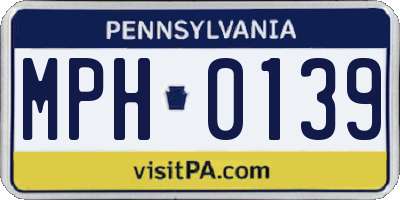 PA license plate MPH0139