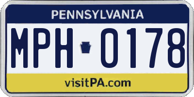 PA license plate MPH0178
