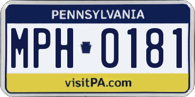 PA license plate MPH0181
