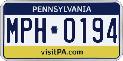 PA license plate MPH0194