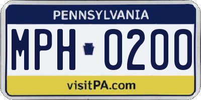PA license plate MPH0200