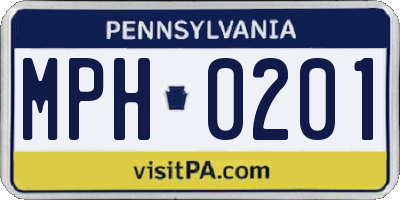 PA license plate MPH0201