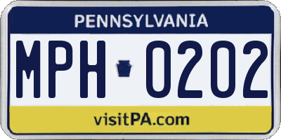PA license plate MPH0202