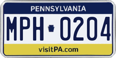 PA license plate MPH0204