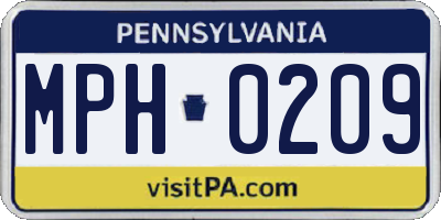 PA license plate MPH0209