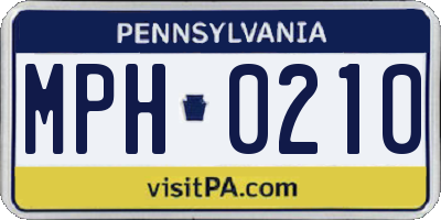 PA license plate MPH0210