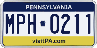 PA license plate MPH0211