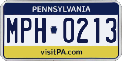 PA license plate MPH0213