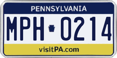PA license plate MPH0214