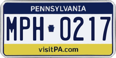 PA license plate MPH0217