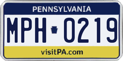 PA license plate MPH0219