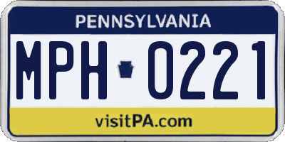 PA license plate MPH0221